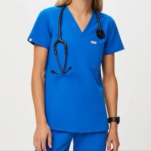 Figs Royal Blue Catarina - One-Pocket Scrub Top Size Small